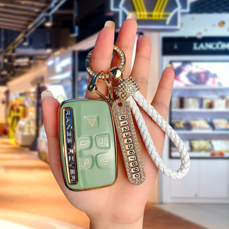 TPU võtmekarp Land Roveri ja Jaguari jaoks, cartoon-stiilis, klambriga kaas