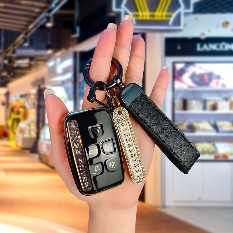 TPU võtmekarp Land Roveri ja Jaguari jaoks, cartoon-stiilis, klambriga kaas