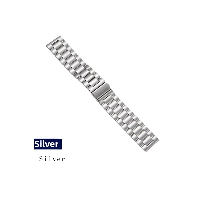 Стоманена каишка за смарт часовник, солидна конструкция с дизайн „три топчета“, бързо освобождаване и закопчалка с двойно натискане, съвместима с 22–24 мм интерфейс