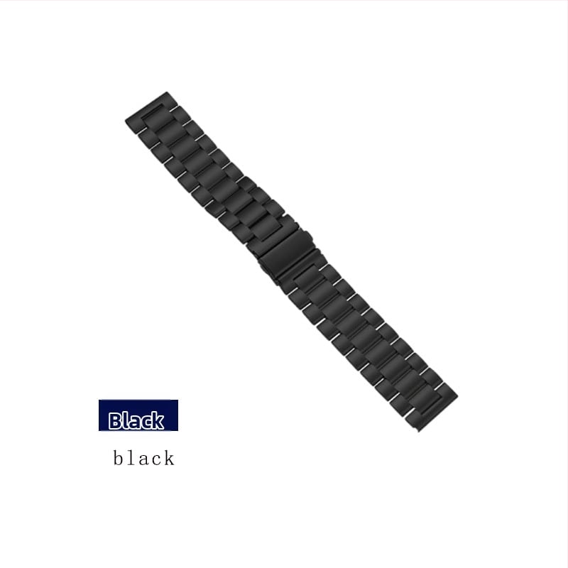 Стоманена каишка за смарт часовник, солидна конструкция с дизайн „три топчета“, бързо освобождаване и закопчалка с двойно натискане, съвместима с 22–24 мм интерфейс