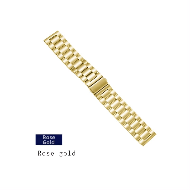 Стоманена каишка за смарт часовник, солидна конструкция с дизайн „три топчета“, бързо освобождаване и закопчалка с двойно натискане, съвместима с 22–24 мм интерфейс