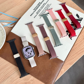 Найлоново преплетен каиш за Apple Watch с магнитно закопчаване – спортен стил, съвместим с Apple Watch, регулируем размер на интерфейса