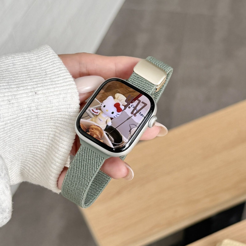 Найлоново преплетен каиш за Apple Watch с магнитно закопчаване – спортен стил, съвместим с Apple Watch, регулируем размер на интерфейса