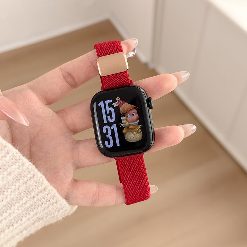 Найлоново преплетен каиш за Apple Watch с магнитно закопчаване – спортен стил, съвместим с Apple Watch, регулируем размер на интерфейса