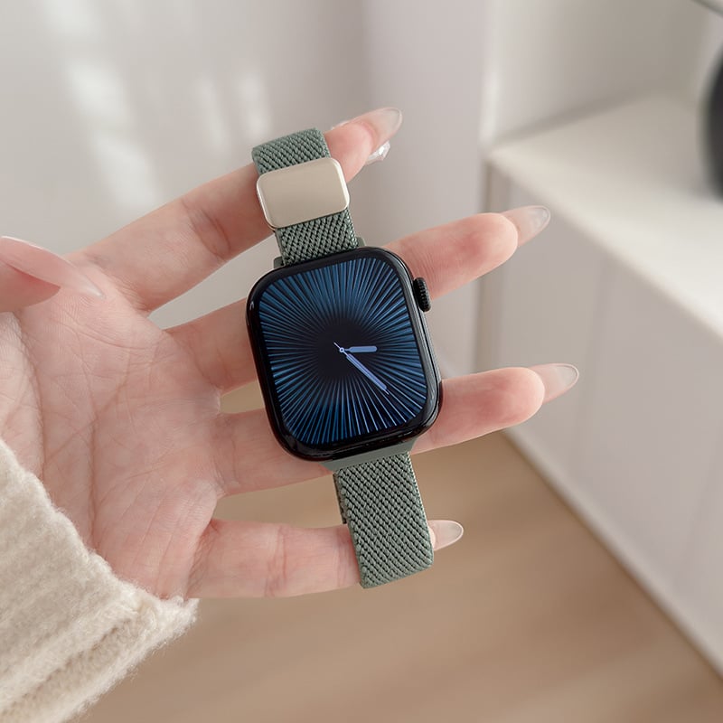 Найлоново преплетен каиш за Apple Watch с магнитно закопчаване – спортен стил, съвместим с Apple Watch, регулируем размер на интерфейса