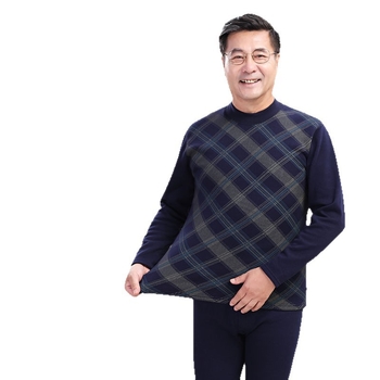 Terminių apatinių komplektas vyresniems vyrams, storas fliso poliesterio audinys, viršutinė dalis su aukštu kaklu ir kelnės, žiemai