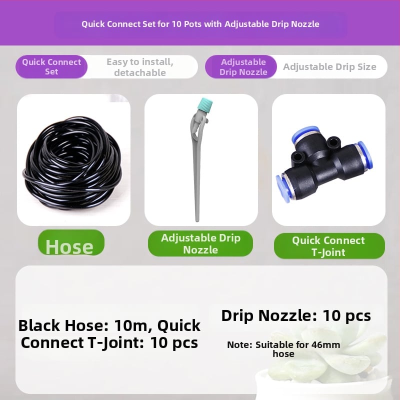 Свързвач за капково напояване – универсален регулируем накрайник, бърза връзка, тройна връзка