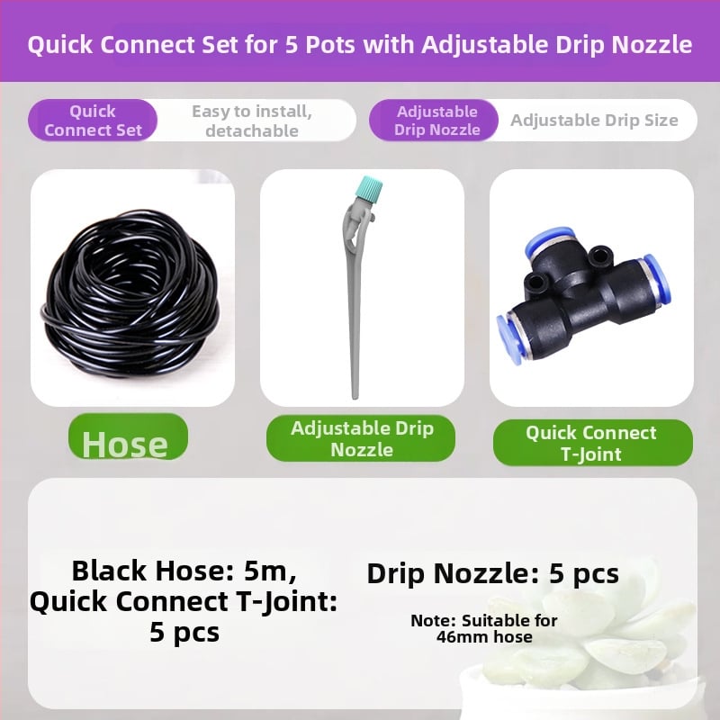 Свързвач за капково напояване – универсален регулируем накрайник, бърза връзка, тройна връзка