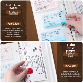 PU odos knyga depozitų ir bilietų laikymui – filmo bilietas, traukinio bilietas ir greitojo traukinio bilietas – Prekės ženklas Reverse, Modelis Bill collection book, Produkto kodas 766439295239