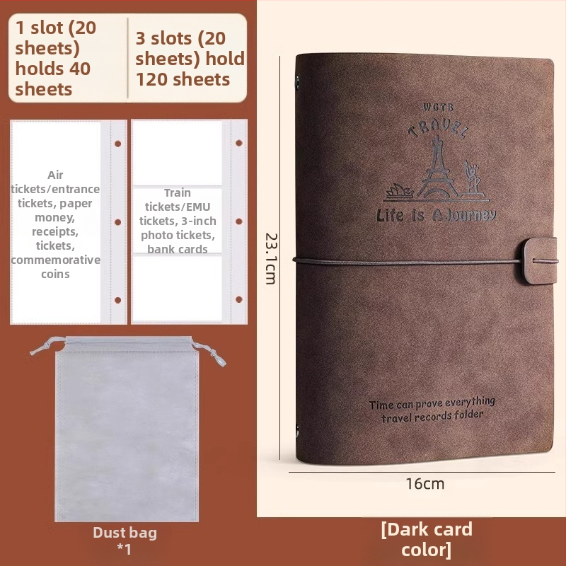 PU odos knyga depozitų ir bilietų laikymui – filmo bilietas, traukinio bilietas ir greitojo traukinio bilietas – Prekės ženklas Reverse, Modelis Bill collection book, Produkto kodas 766439295239