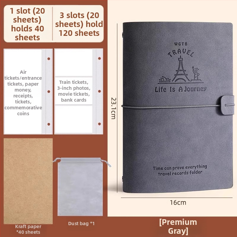 PU odos knyga depozitų ir bilietų laikymui – filmo bilietas, traukinio bilietas ir greitojo traukinio bilietas – Prekės ženklas Reverse, Modelis Bill collection book, Produkto kodas 766439295239