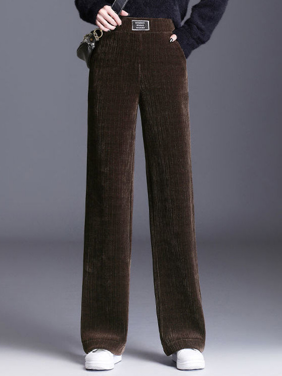 Pantaloni femei chenille largi, talie înaltă, căptuți cu fleece pentru căldură, 95%+ bumbac, lungime până la podea, casual