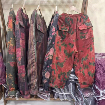 Naiste puuvillased dad-stiilis püksid, laia lõikega, elastne vöökoht, trükimuster, 2025 talveväljaanne