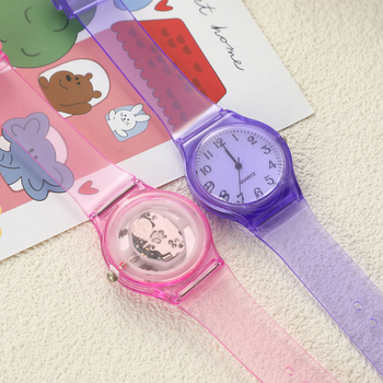 Ženski kvarcni sat s prozirnim remenom od legure, okrugli brojčanik, pokazivački prikaz, kućište od cinkove legure