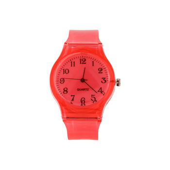 Ženski kvarcni sat s prozirnim remenom od legure, okrugli brojčanik, pokazivački prikaz, kućište od cinkove legure