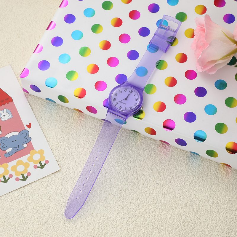 Ženski kvarcni sat s prozirnim remenom od legure, okrugli brojčanik, pokazivački prikaz, kućište od cinkove legure