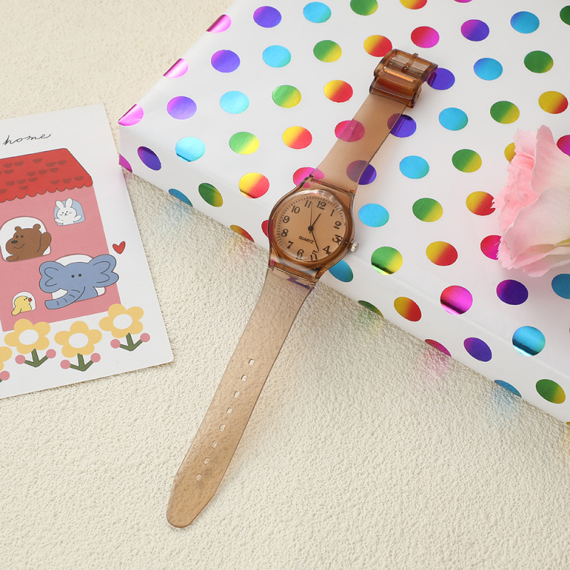 Ženski kvarcni sat s prozirnim remenom od legure, okrugli brojčanik, pokazivački prikaz, kućište od cinkove legure