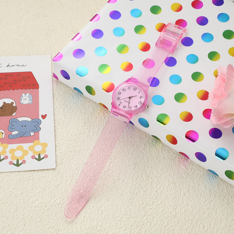 Ženski kvarcni sat s prozirnim remenom od legure, okrugli brojčanik, pokazivački prikaz, kućište od cinkove legure