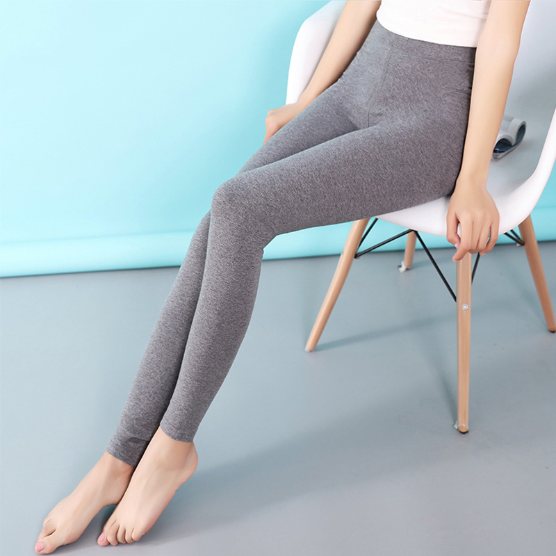 Ženske termalne hlače od pamuka s elastanom, visok pojas, jednovrstne, tople