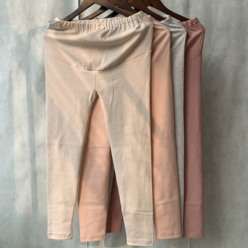 Pantaloni lungi de maternitate din bumbac gros, cu suport reglabil pentru abdomen, calzi pentru toamnă iarnă