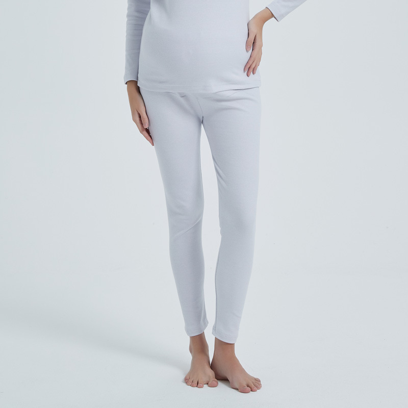 Pantaloni lungi de maternitate din bumbac gros, cu suport reglabil pentru abdomen, calzi pentru toamnă iarnă