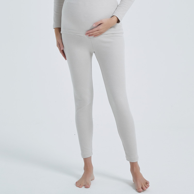 Pantaloni lungi de maternitate din bumbac gros, cu suport reglabil pentru abdomen, calzi pentru toamnă iarnă