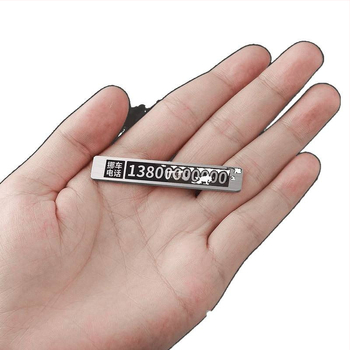 Pagaidāmā stāvvietas numura plāksne automašīnai, metāla rotājums numura pārvietošanai, pielāgošana pieejama; logotipa drukāšana nav iespējama; modelis: sīkāka informācija