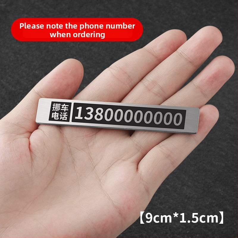 Pagaidāmā stāvvietas numura plāksne automašīnai, metāla rotājums numura pārvietošanai, pielāgošana pieejama; logotipa drukāšana nav iespējama; modelis: sīkāka informācija