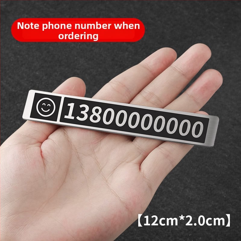 Pagaidāmā stāvvietas numura plāksne automašīnai, metāla rotājums numura pārvietošanai, pielāgošana pieejama; logotipa drukāšana nav iespējama; modelis: sīkāka informācija