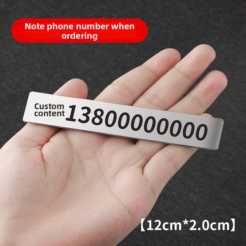 Pagaidāmā stāvvietas numura plāksne automašīnai, metāla rotājums numura pārvietošanai, pielāgošana pieejama; logotipa drukāšana nav iespējama; modelis: sīkāka informācija