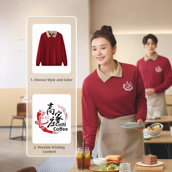 Meeste pikkade varrukatega polüestrist sviiter logoga, kohviku/teemaja personali jaoks