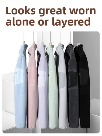 Unisex polāra jaka ar augstu apkakli, kardigāna stils, vienkrāsains, flisa odere