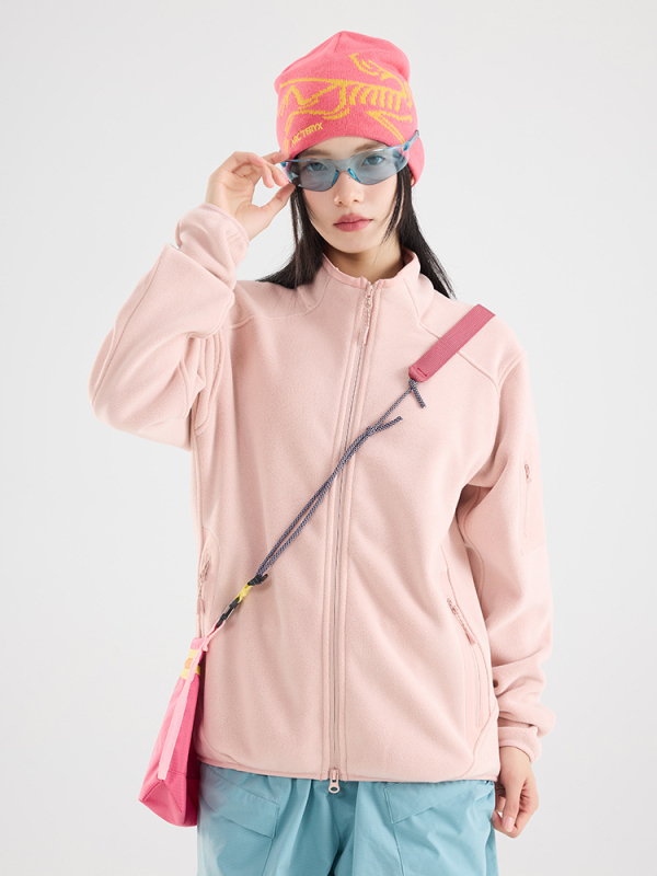 Unisex polāra jaka ar augstu apkakli, kardigāna stils, vienkrāsains, flisa odere