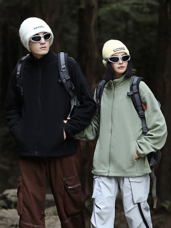 Unisex flīsa jaka ārējiem sportam, vēja izturīga, ar noņemamu iekšējo oderi, bez kapuces, poliesteris