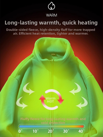 Unisex flīsa jaka ārējiem sportam, vēja izturīga, ar noņemamu iekšējo oderi, bez kapuces, poliesteris