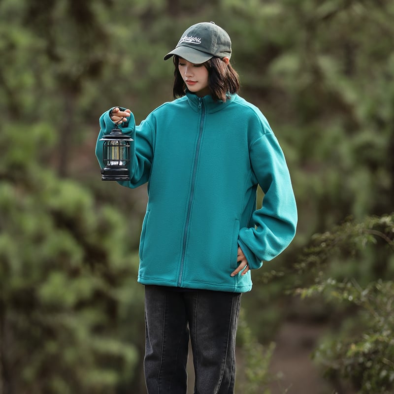 Unisex flīsa jaka ārējiem sportam, vēja izturīga, ar noņemamu iekšējo oderi, bez kapuces, poliesteris