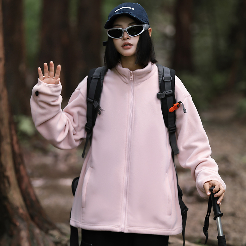 Unisex flīsa jaka ārējiem sportam, vēja izturīga, ar noņemamu iekšējo oderi, bez kapuces, poliesteris