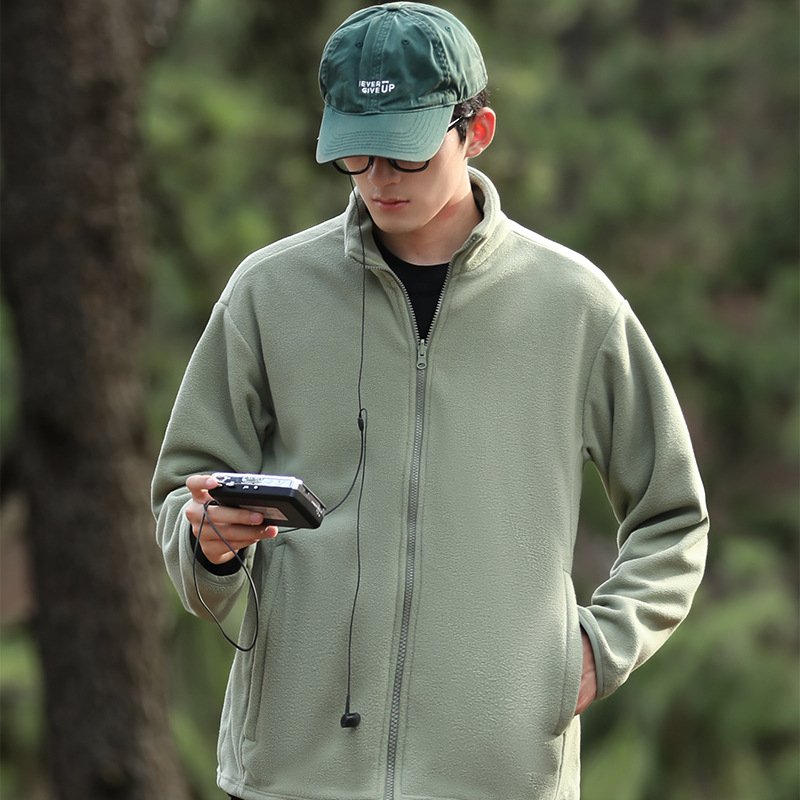 Unisex flīsa jaka ārējiem sportam, vēja izturīga, ar noņemamu iekšējo oderi, bez kapuces, poliesteris