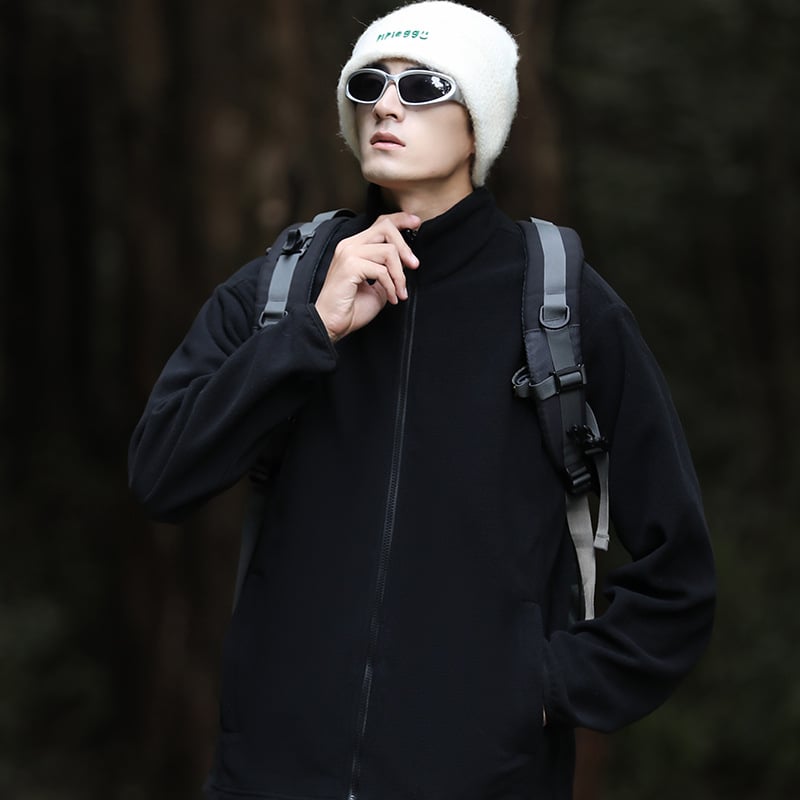 Unisex flīsa jaka ārējiem sportam, vēja izturīga, ar noņemamu iekšējo oderi, bez kapuces, poliesteris