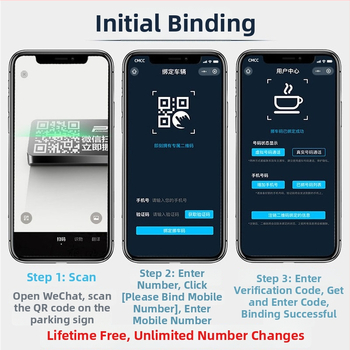 Elektroniska metāla pagaidu stāvvietas plāksne ar QR kodu un gaismas efektu