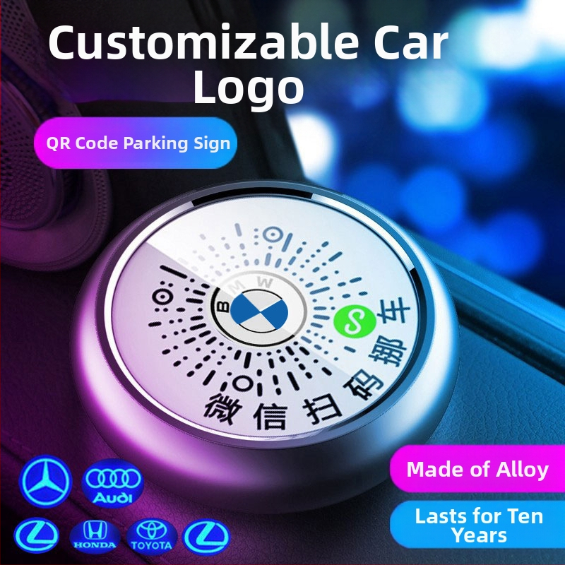 Elektroniska metāla pagaidu stāvvietas plāksne ar QR kodu un gaismas efektu