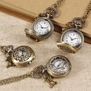 Džepni sat na ogrlicu, starinski svjetski čas, kvarcni mehanizam, kućište od titanij‑legure, kružni brojčanik, spiralna krunica