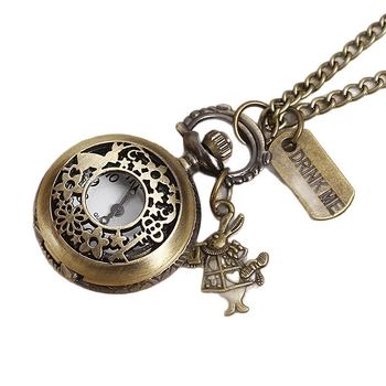 Džepni sat na ogrlicu, starinski svjetski čas, kvarcni mehanizam, kućište od titanij‑legure, kružni brojčanik, spiralna krunica