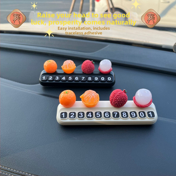 Auto dekoratīvs aksesuārs: pagaidu stāvvietas numura plāksīte ar Lychee motīvu, sveķi, modelis 01