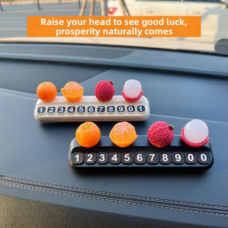 Auto dekoratīvs aksesuārs: pagaidu stāvvietas numura plāksīte ar Lychee motīvu, sveķi, modelis 01