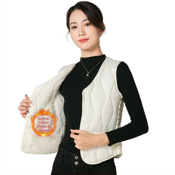 Sieviešu kokvilnas veste ar fleece pildījumu, biezināta versija, šaura silueta, halterneck, pilsētas stils