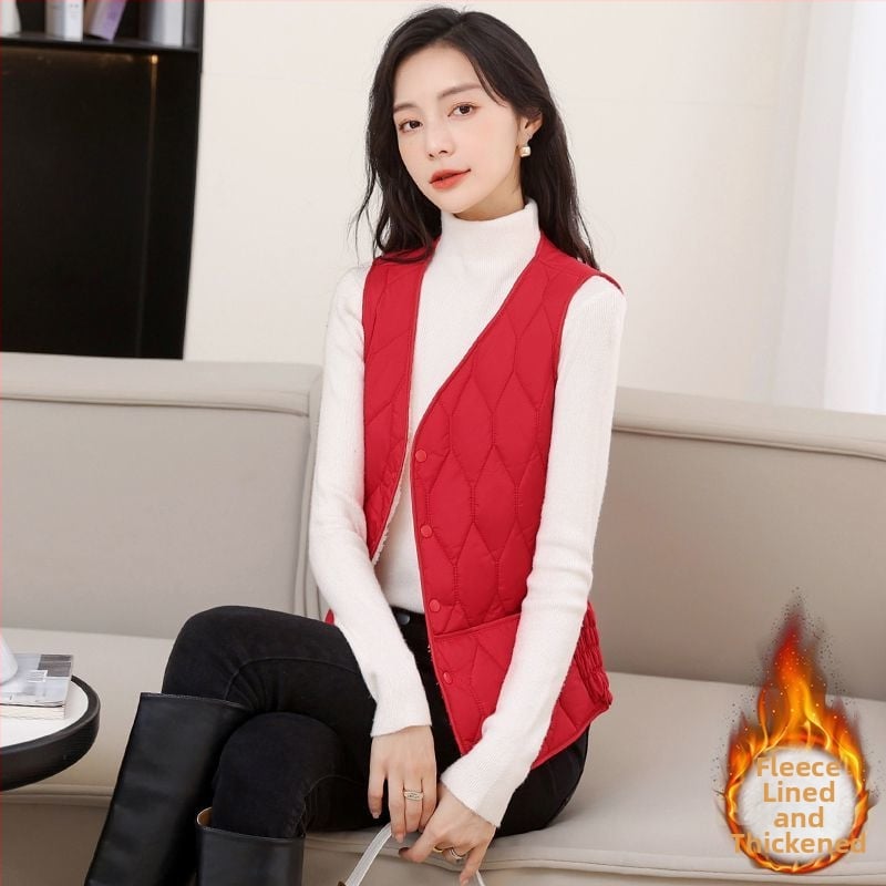 Sieviešu kokvilnas veste ar fleece pildījumu, biezināta versija, šaura silueta, halterneck, pilsētas stils