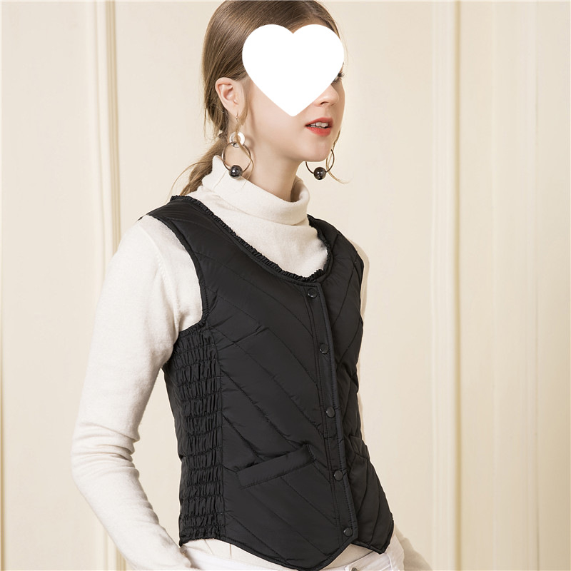 Sieviešu vilnas pildīta veste, V kakla izgriezums, ļoti īss siluets, vienas pogas aizdare, A-līnija, galvenais audums - rayon