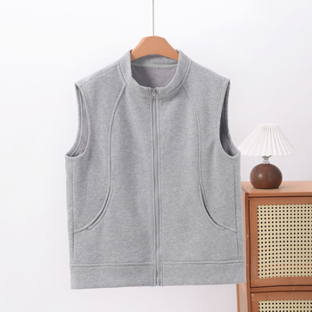 Sieviešu bez piedurknēm veste ar stāvošu apkakli, vidēja garuma, viskozes-elastāna maisījums, ziemas 2025