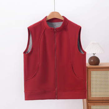 Sieviešu bez piedurknēm veste ar stāvošu apkakli, vidēja garuma, viskozes-elastāna maisījums, ziemas 2025